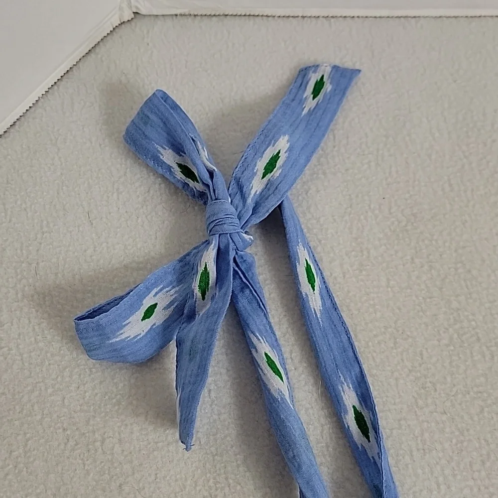 J. Crew Women's Blue White Green W/ Bow Accent Sleeveless Top, L NWT - Picture 3 of 7